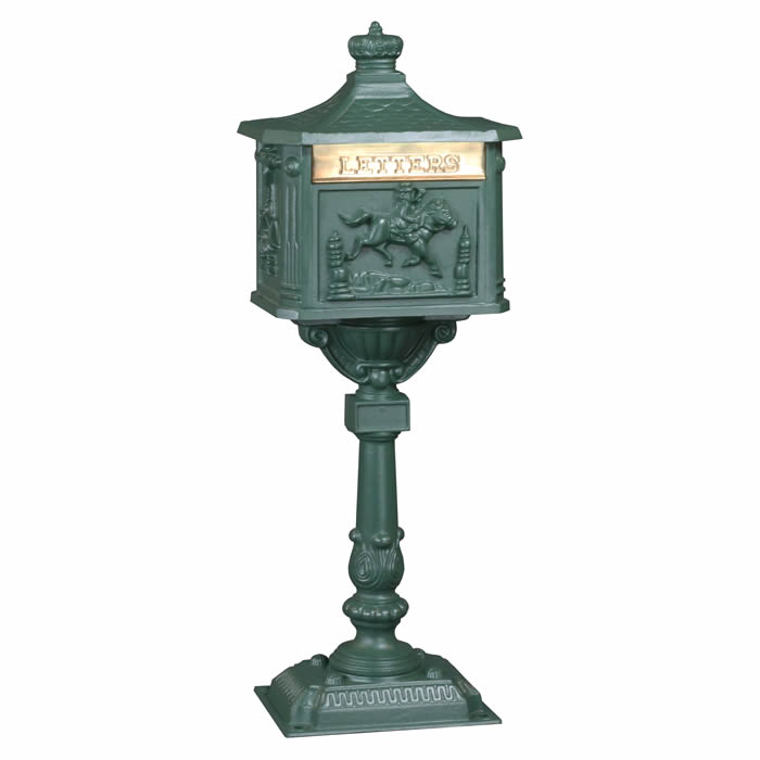 Victorian Pedestal Mailbox Green