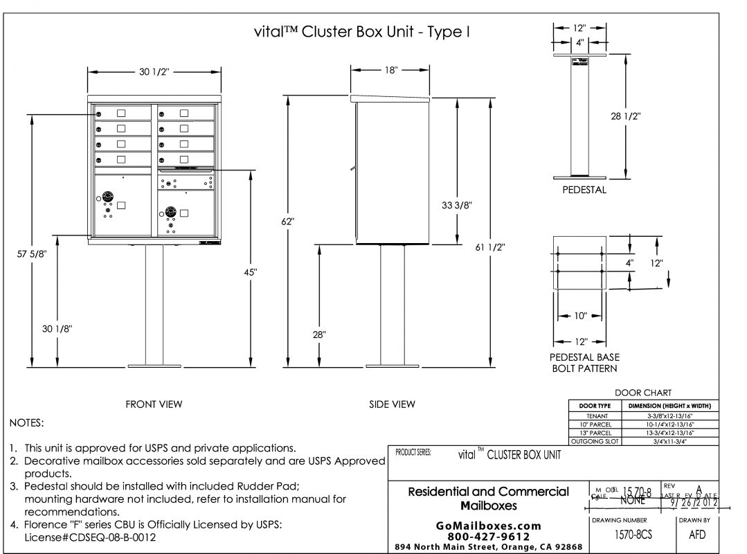 Florence 8 Door CBU Product Dimensions