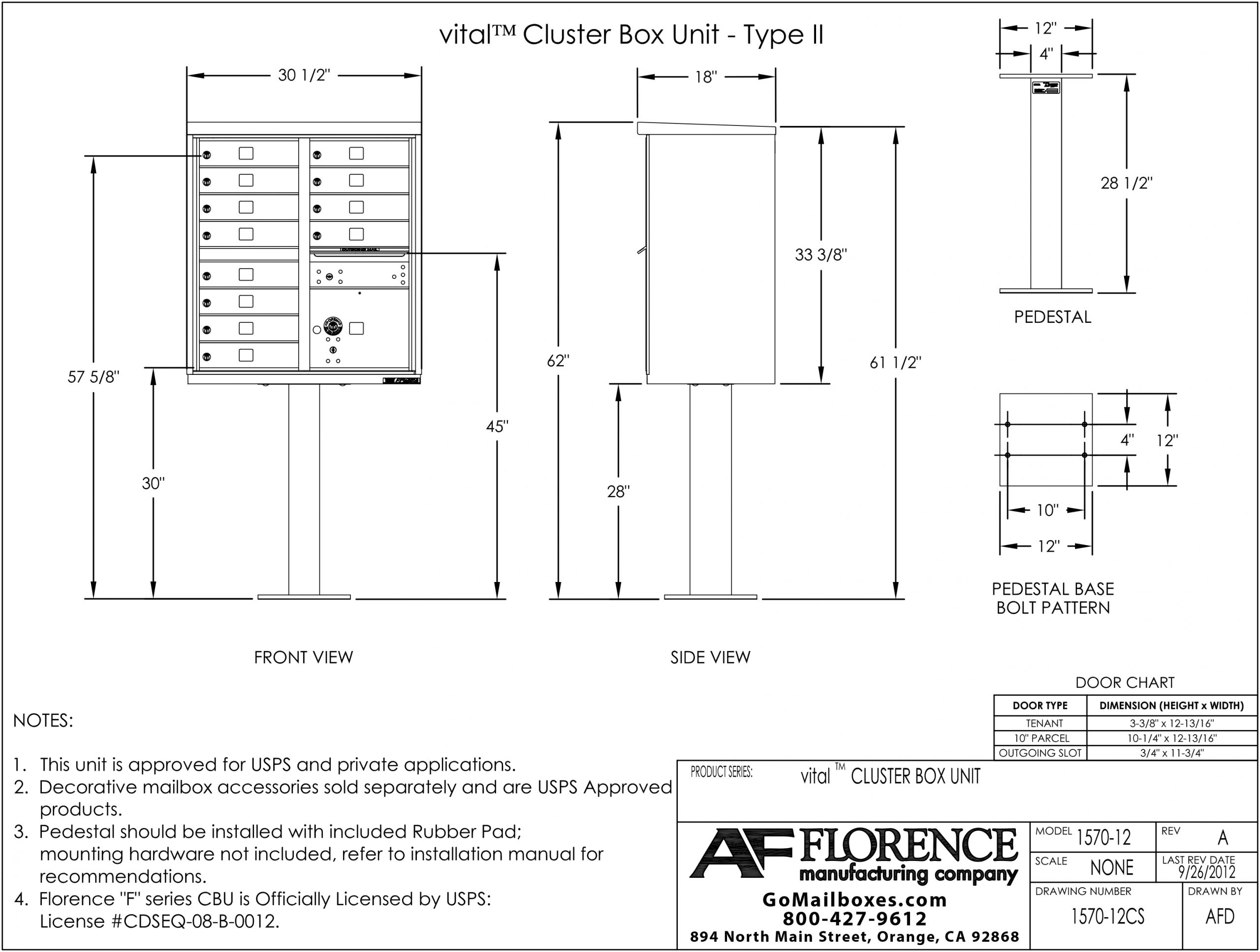 Florence 12 Door CBU Product Dimensions