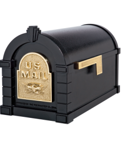 Gaines Eagle Keystone Mailboxes<br />Black with Polished Brass