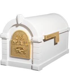Gaines Eagle Keystone Mailboxes<br />White with Polished Brass