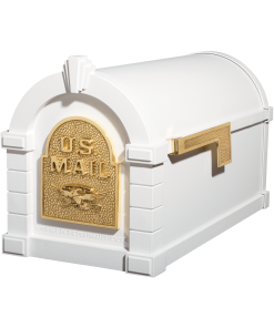 Gaines Eagle Keystone MailboxesWhite with Polished Brass