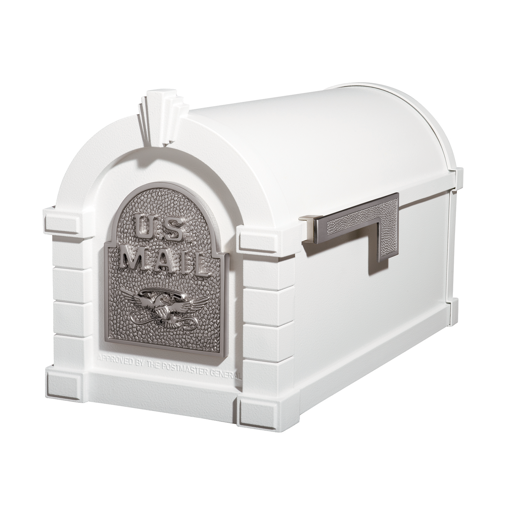 Gaines Eagle Keystone Mailboxes<br >White with Satin Nickel