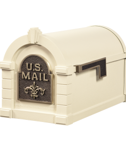 Gaines Fleur De Lis Keystone MailboxesAlmond with Antique Bronze