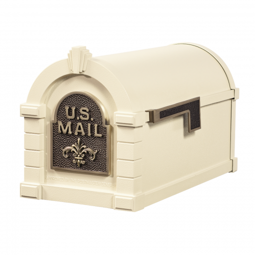 Gaines Fleur De Lis Keystone MailboxesAlmond with Antique Bronze