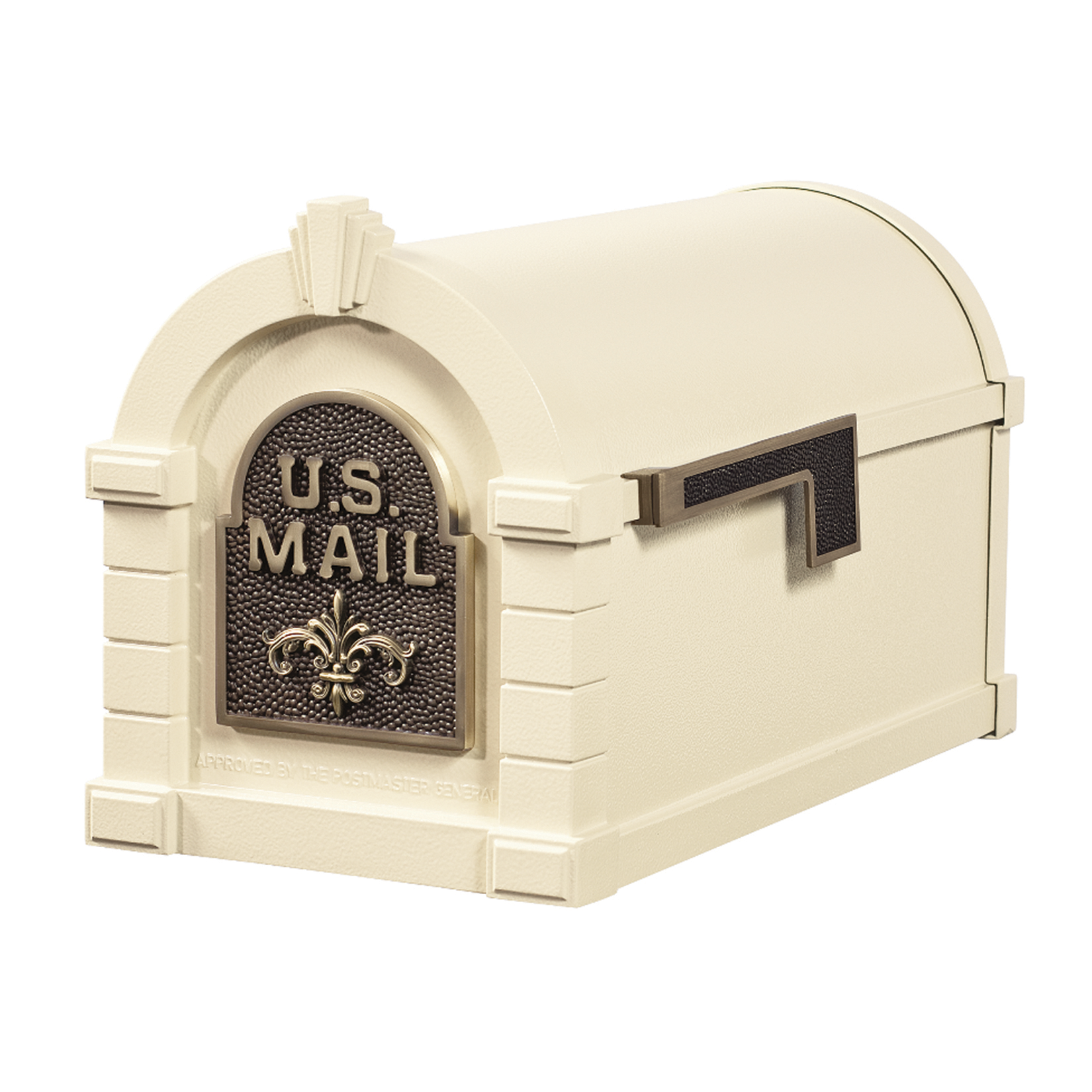Gaines Fleur De Lis Keystone Mailboxes<br >Almond with Antique Bronze