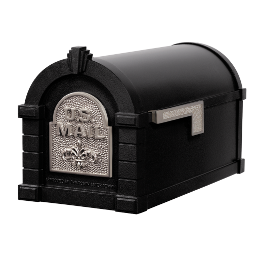 Gaines Fleur De Lis Keystone Mailboxes<br />Black with Satin Nickel