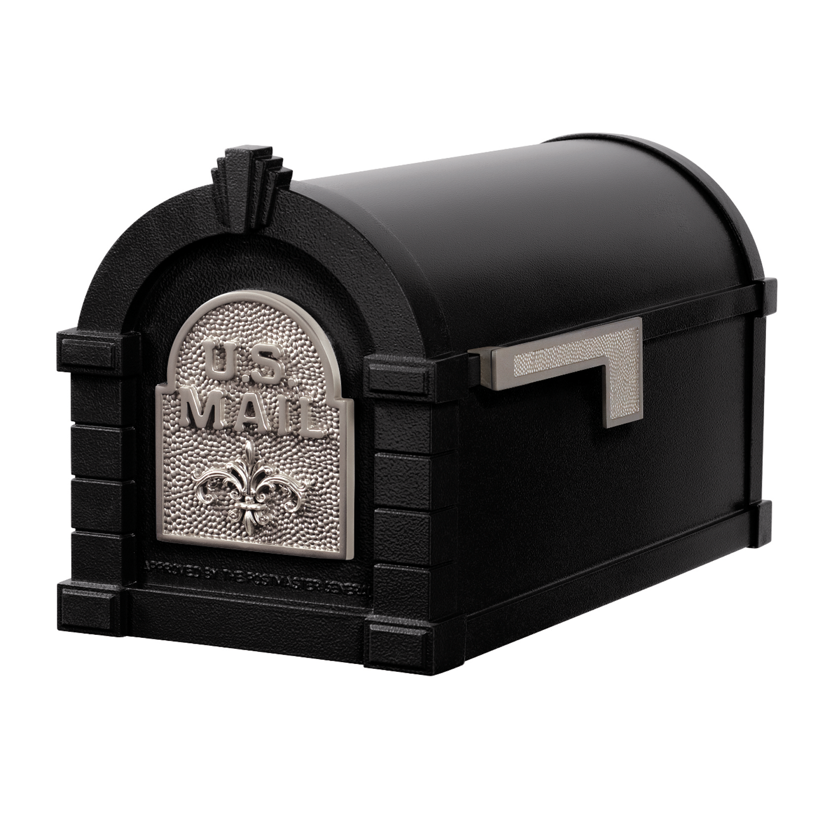 Gaines Fleur De Lis Keystone Mailboxes Black with Satin Nickel