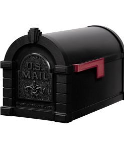 Gaines Fleur De Lis Keystone Mailboxes<br />All Black