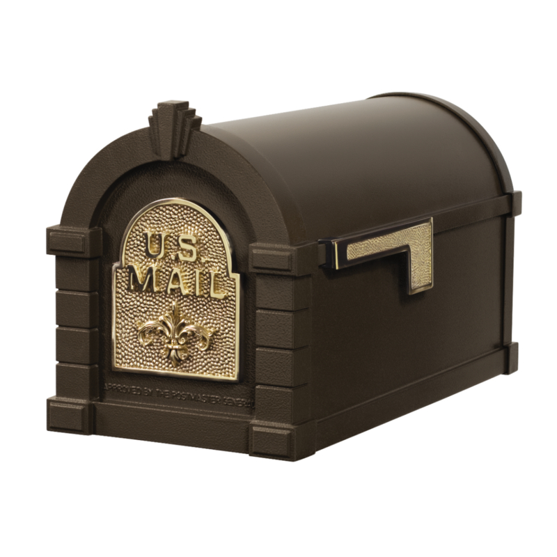 Gaines Fleur De Lis Keystone Mailboxes<br />Bronze with Polished Brass