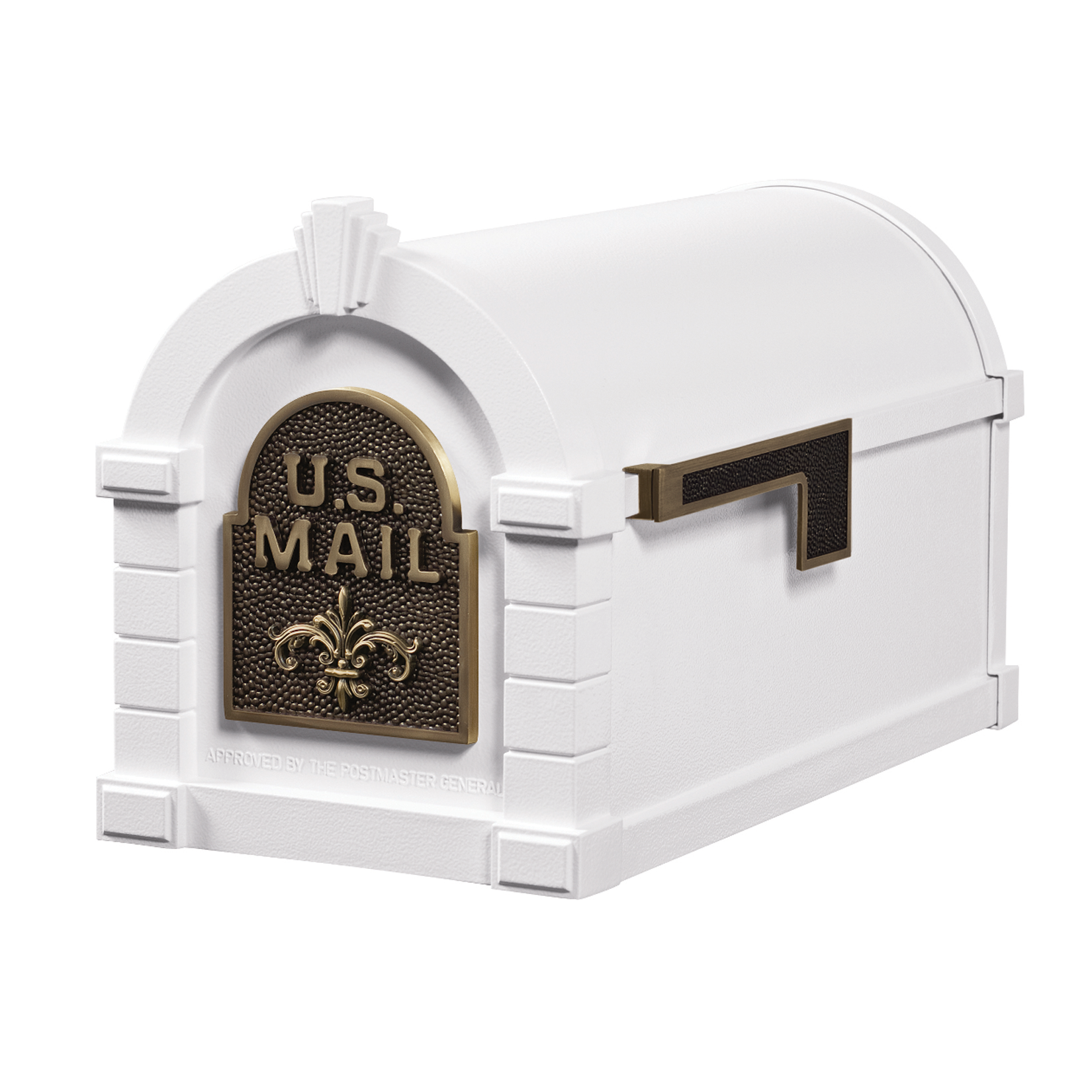 Gaines Fleur De Lis Keystone Mailboxes<br >White with Antique Bronze