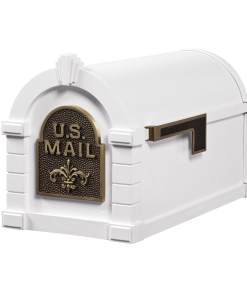 Gaines Fleur De Lis Keystone MailboxesWhite with Antique Bronze