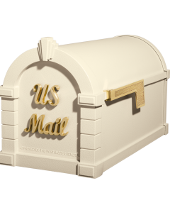 Gaines Signature Keystone Mailboxes<br />Almond with Polished Brass