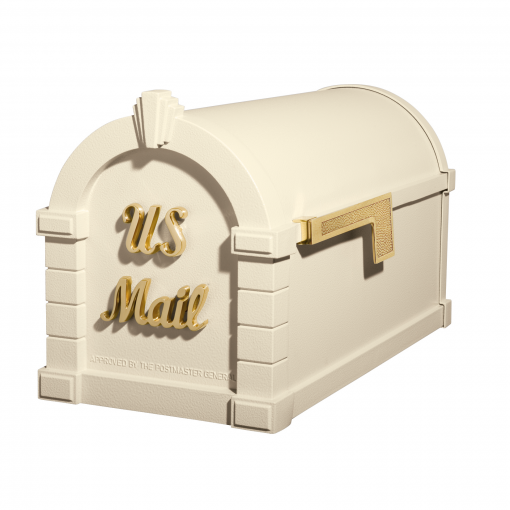 Gaines Signature Keystone Mailboxes<br >Almond with Polished Brass
