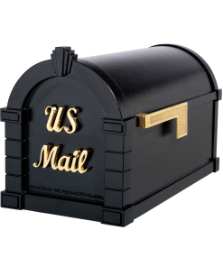 Gaines Signature Keystone Mailboxes<br />Black with Polished Brass