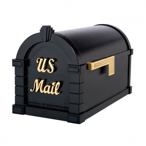 Gaines Signature Keystone Mailboxes<br >Black with Polished Brass