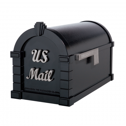 Gaines Signature Keystone Mailboxes<br >Black with Satin Nickel