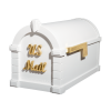 Gaines Signature Keystone Mailboxes<br >White with Polished Brass