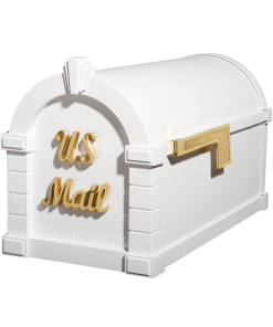 Gaines Signature Keystone MailboxesWhite with Polished Brass