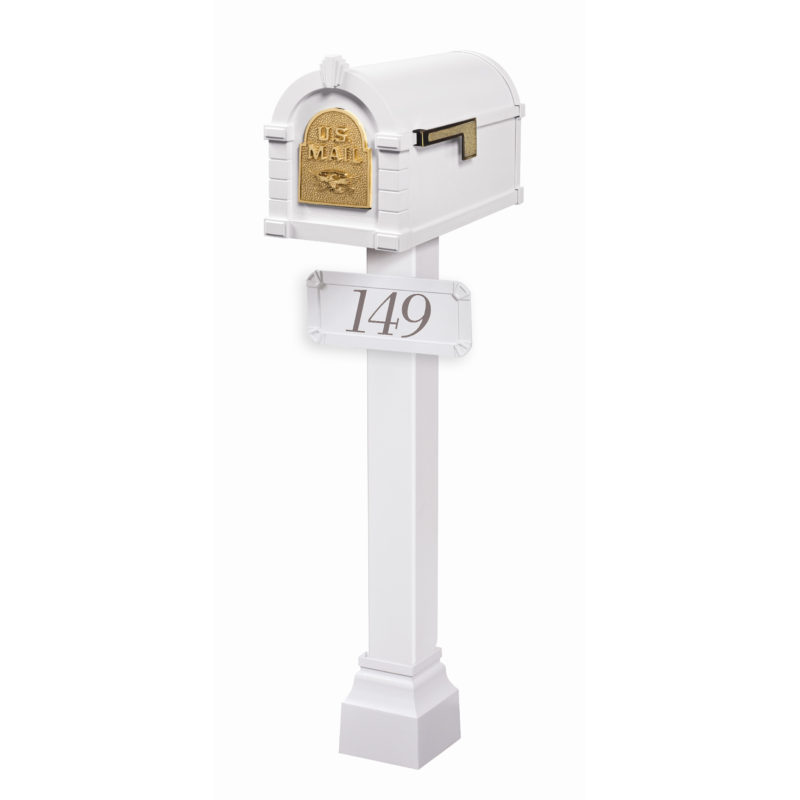 Gains Eagle Keystone Mailbox with Standard Post White