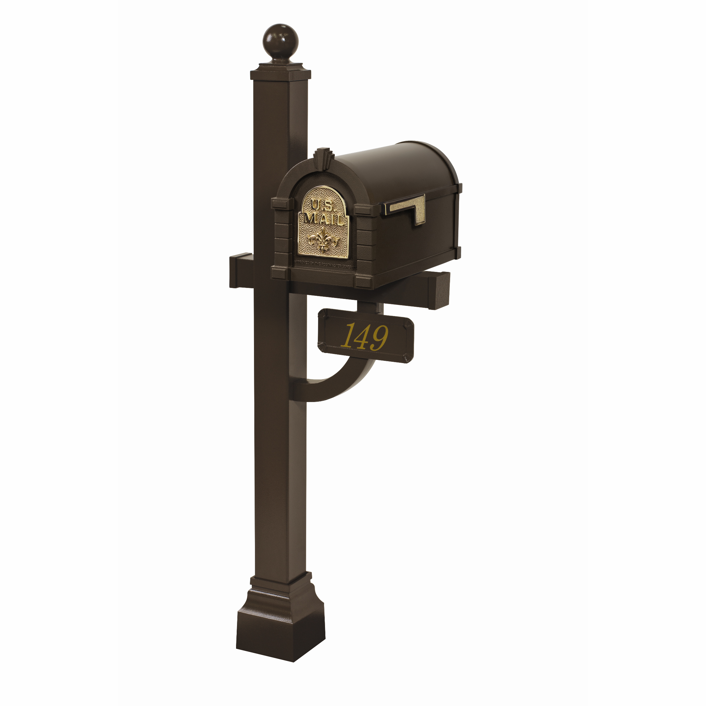 Gaines Fleur De Lis Keystone Mailbox with Deluxe Post