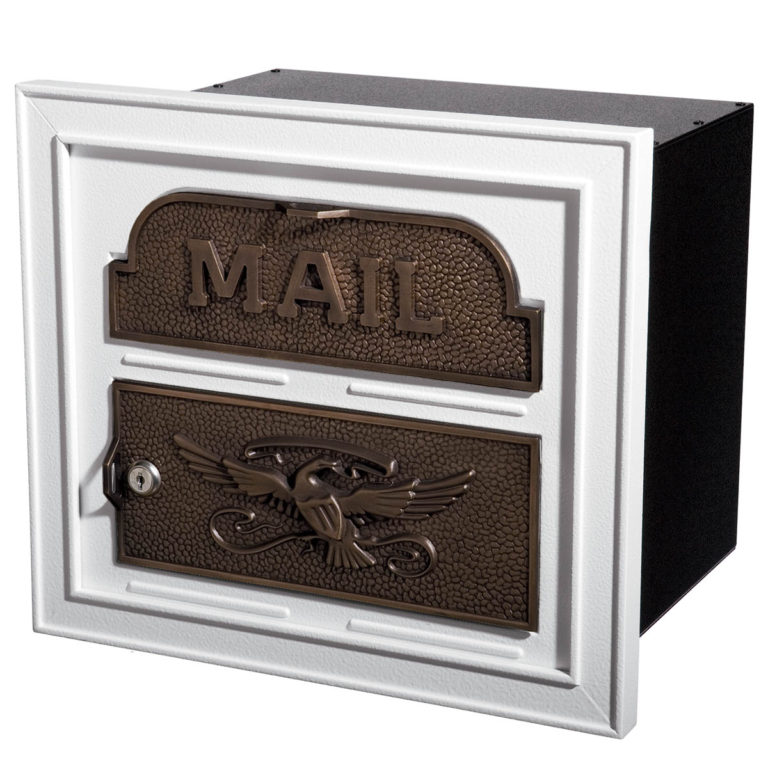Gaines Locking Classic Faceplate Column Mailbox White With Antique