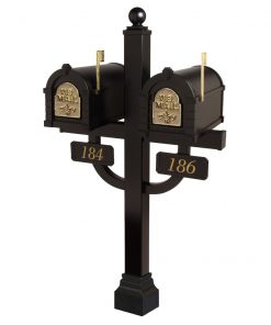 Gaines Fleur Lis Keystone mailbox with Double Deluxe Post
