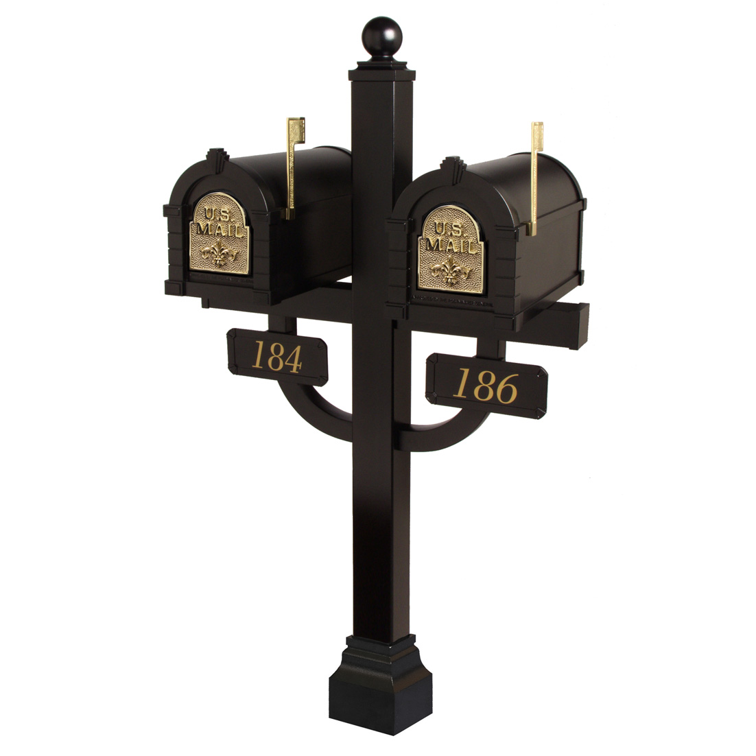 Fleur de Lis Keystone Series Mailbox - White with Antique Bronze