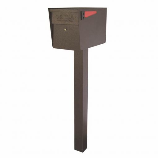 Mail Boss High Security Mailbox with Post Bronze Flag Down