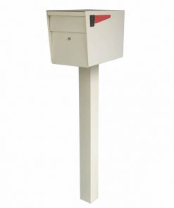 Mail Boss High Security Mailbox with Post White Flag Down