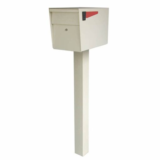 Mail Boss High Security Mailbox with Post White Flag Down