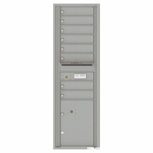 Florence Versatile Front Loading 4C Commercial Mailbox with 8 tenant Doors and 1 Parcel Locker 4C15S-08 Silver Speck