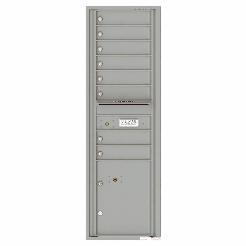 Florence Versatile Front Loading 4C Commercial Mailbox with 8 tenant Doors and 1 Parcel Locker 4C15S 08 Silver Speck