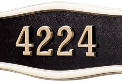 Address Plaque with Black Background with Polished Brass Frame and Numbers