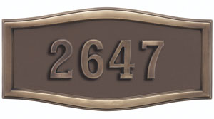 Address Plaque with Bronze Background and Antique Bronze Frame and Numbers