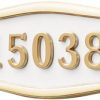 Address Plaque with White Background Poliched Brass Frame and Numbers