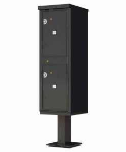 Outdoor Parcel Locker with Pedestal Stand - 2 Parcel Lockers Black