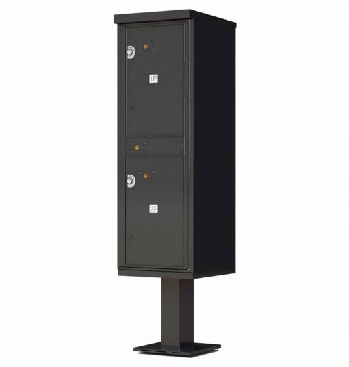 Outdoor Parcel Locker with Pedestal Stand 2 Parcel Lockers Black