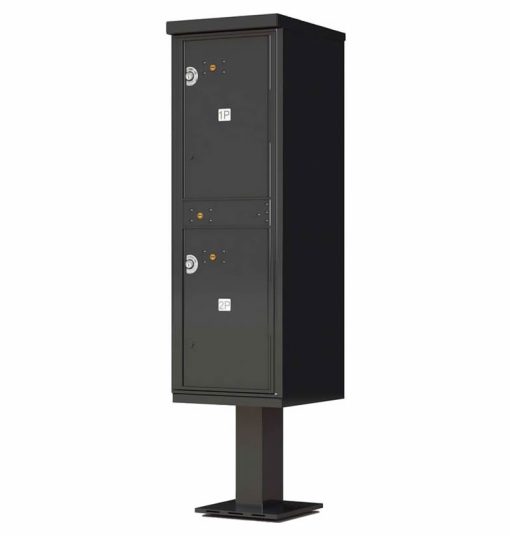 Outdoor Parcel Locker with Pedestal Stand - 2 Parcel Lockers Black