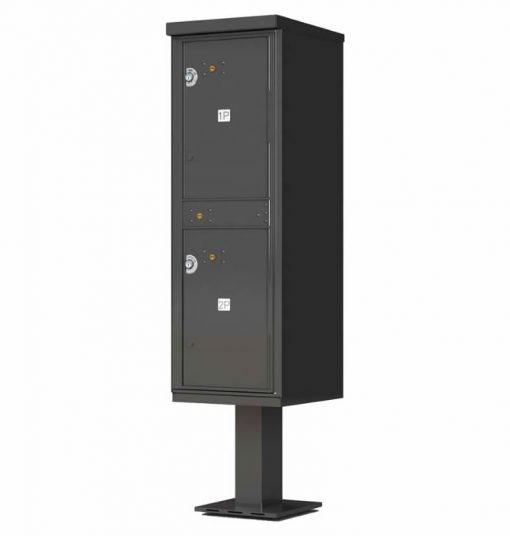 Outdoor Parcel Locker with Pedestal Stand 2 Parcel Lockers Bronze