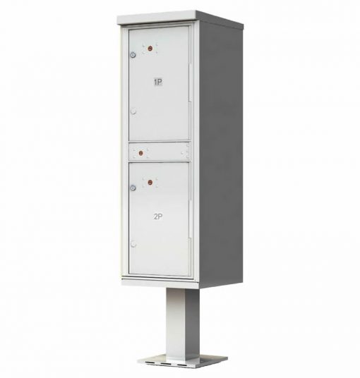 Outdoor Parcel Locker with Pedestal Stand 2 Parcel Lockers Gray