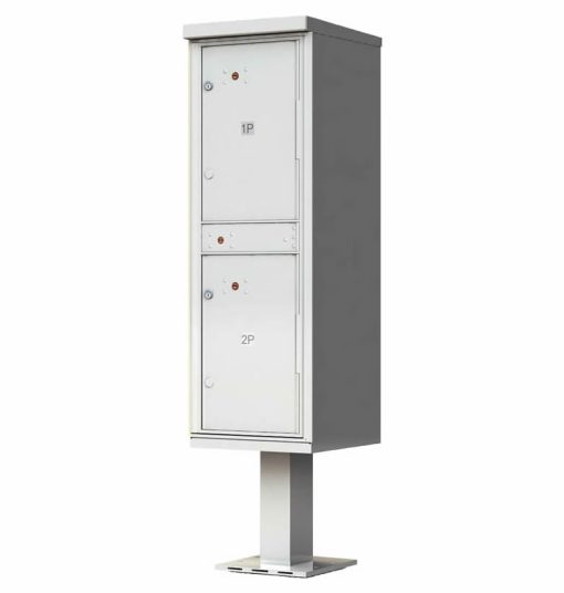 Outdoor Parcel Locker with Pedestal Stand - 2 Parcel Lockers Gray