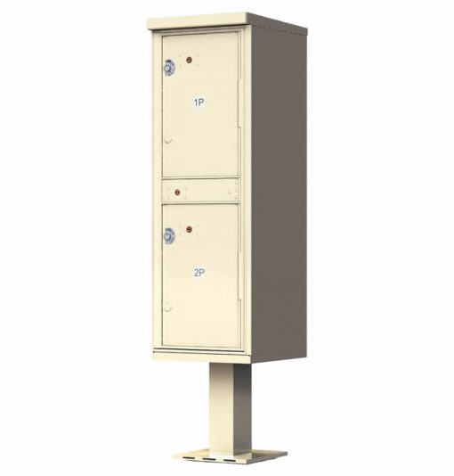 Outdoor Parcel Locker with Pedestal Stand 2 Parcel Lockers Sand
