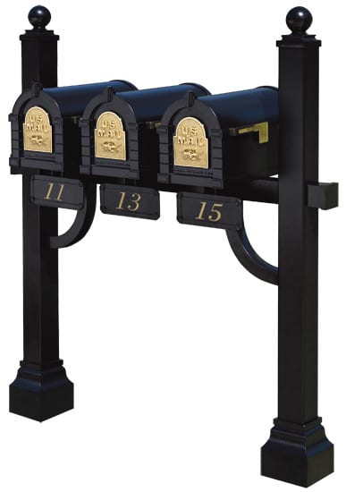 3 Keystone Mailboxes with Post