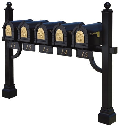 5 Keystone Mailboxes with Post