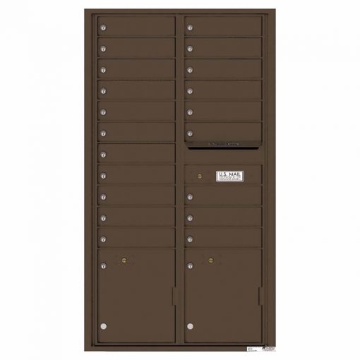 Florence Versatile Front Loading 4C Commercial Mailbox with 20 Tenant Compartments and 2 Parcel Lockers 4C16D 20 Antque Bronze
