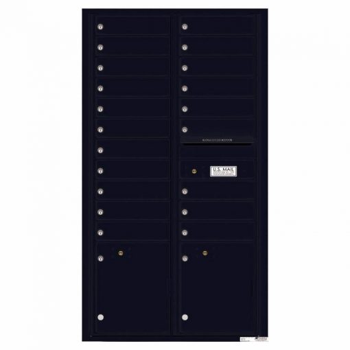 Florence Versatile Front Loading 4C Commercial Mailbox with 20 Tenant Compartments and 2 Parcel Lockers 4C16D 20 Black