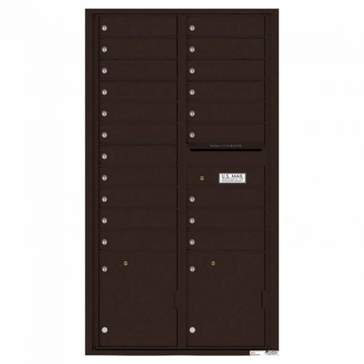 Florence Versatile Front Loading 4C Commercial Mailbox with 20 Tenant Compartments and 2 Parcel Lockers 4C16D 20 Dark Bronze