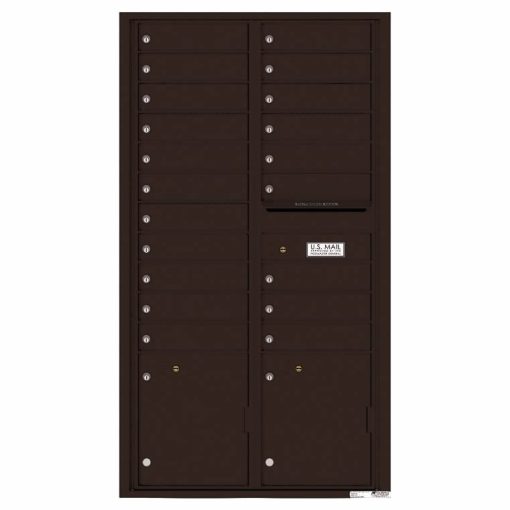 Florence Versatile Front Loading 4C Commercial Mailbox with 20 Tenant Compartments and 2 Parcel Lockers 4C16D-20 Dark Bronze