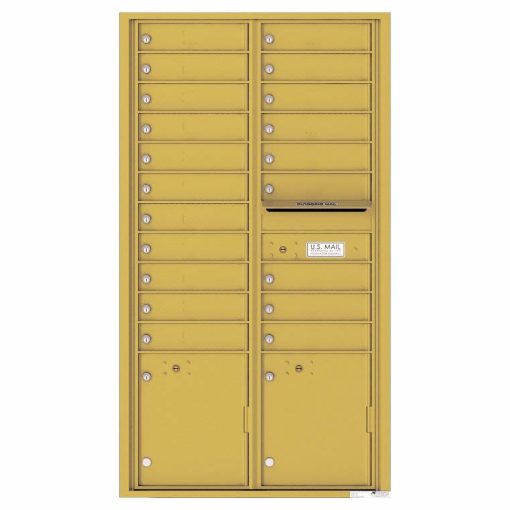 Florence Versatile Front Loading 4C Commercial Mailbox with 20 Tenant Compartments and 2 Parcel Lockers 4C16D-20 Gold Speck